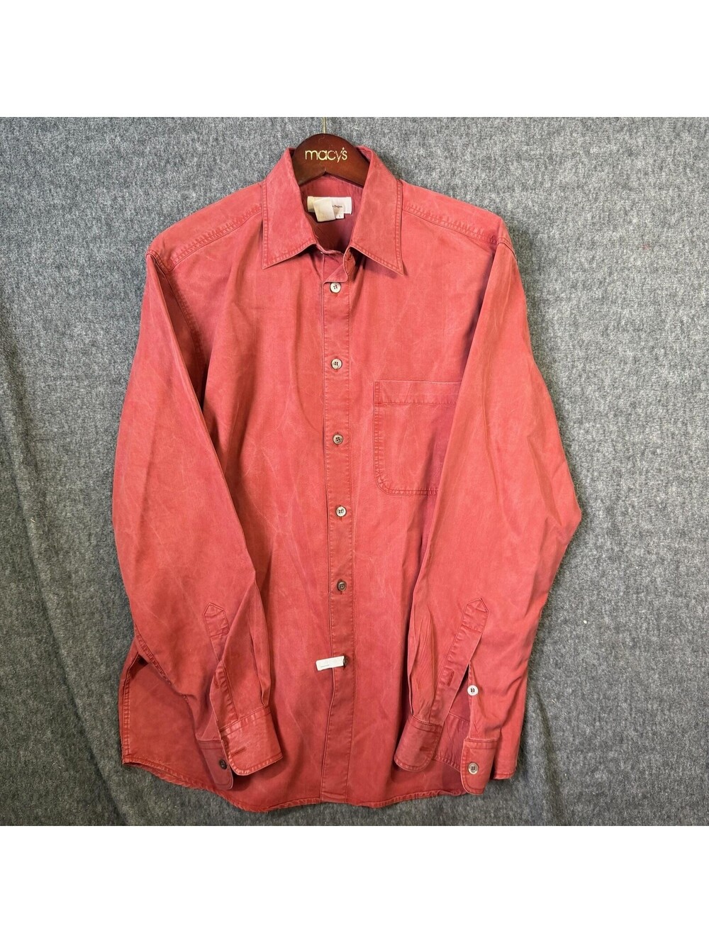 Ermenegildo Zegna Shirt Mens Large Red Solid Long Sleeve Button Up Lyocell Italy